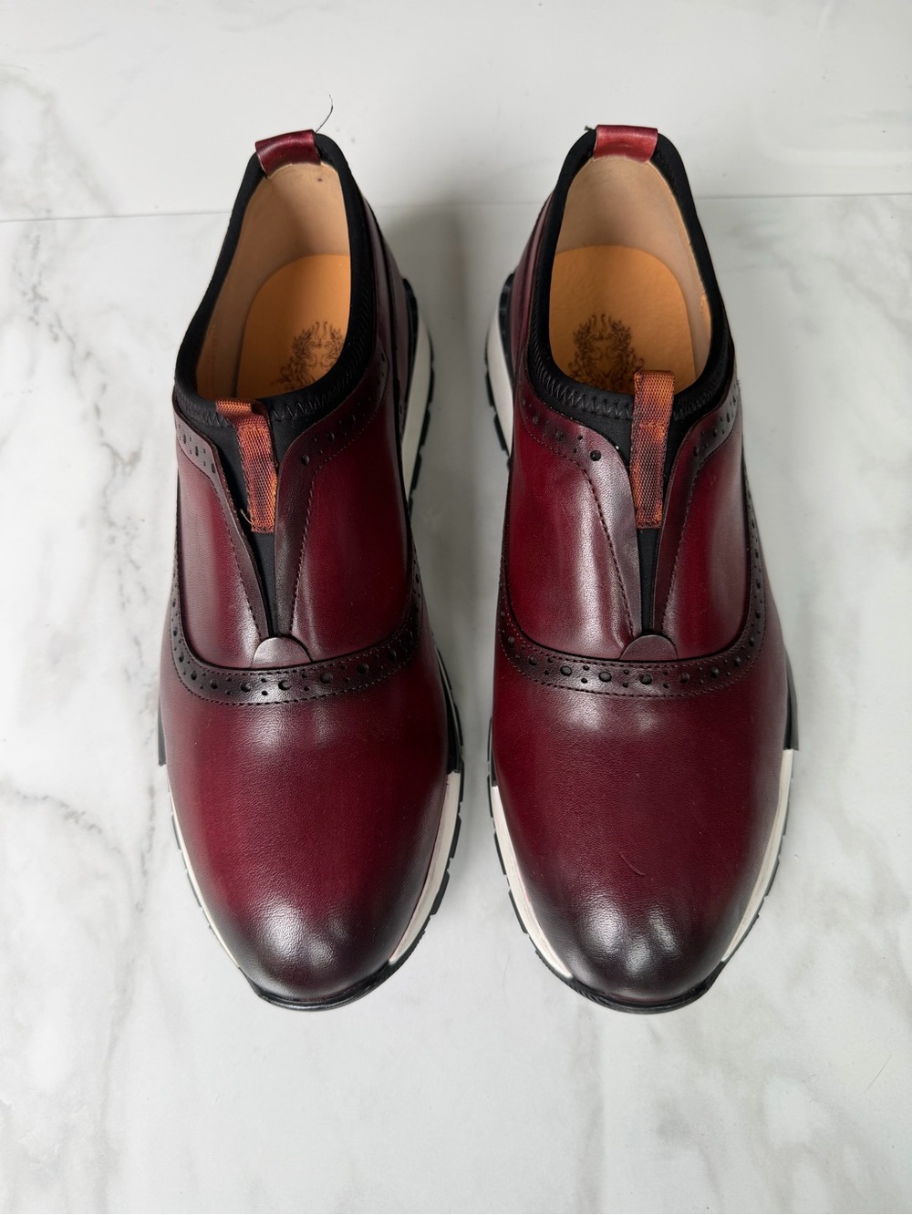Men's Burgundy Leather Slip-On Loafers
